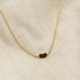 Golden Trio Bead Necklace - Garnet