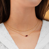 Golden Trio Bead Necklace - Garnet