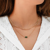 Golden Trio Bead Necklace - Jade