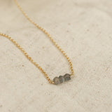 Golden Trio Bead Necklace - Labradorite