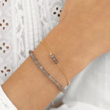 Golden Trio Bead Bracelet - Labradorite