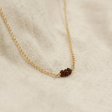 Golden Trio Bead Necklace - Garnet