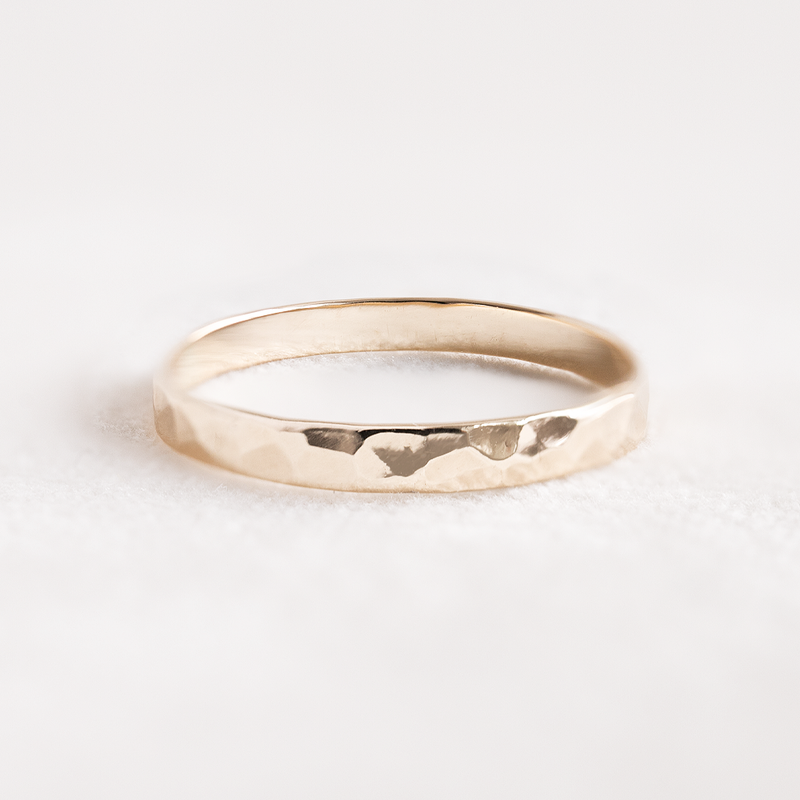 Bold Hammered Wedding Band